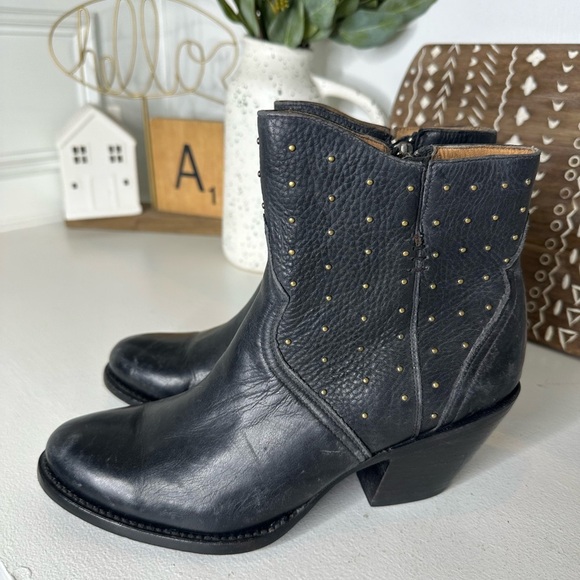 Lucchese Western Cowboy Studded Black Ankle Boots Women’s - Size 8B - Picture 3 of 10